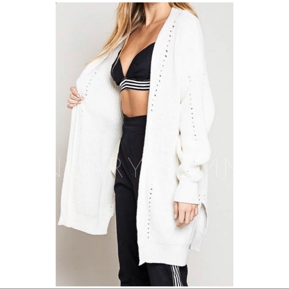 ❄️IVORY COTTON BLEND SWEATER CARDIGAN - Picture 2 of 10